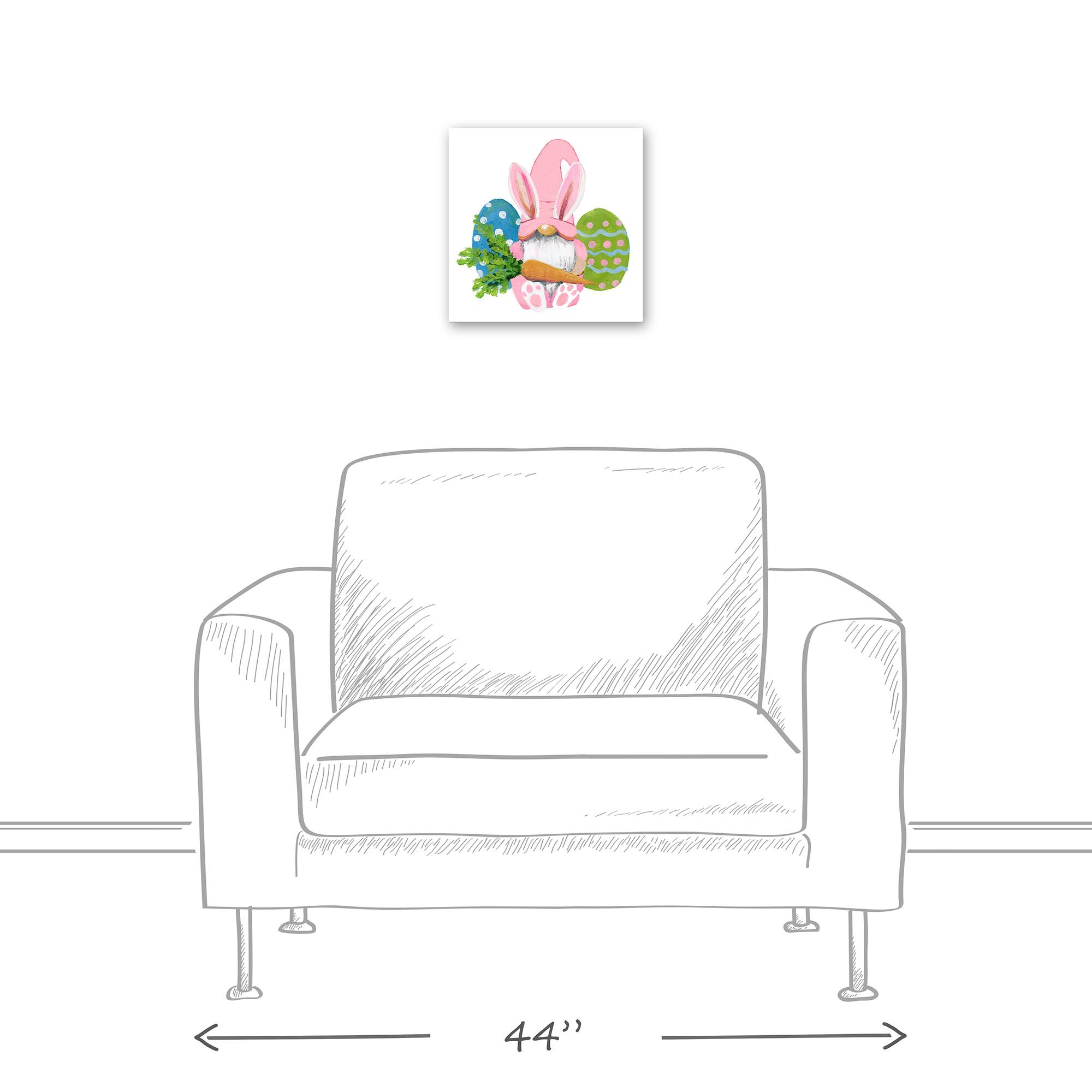 Easter Bunny Gnome 12" x 12" Canvas Wall Art